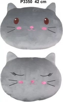 Poduszka kot szary 42cm MIX