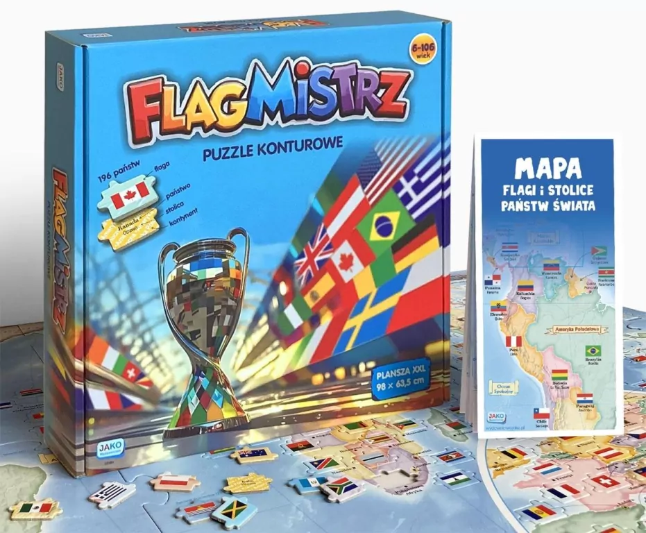 Puzzle konturowe Flagmistrz. Flagi i stolice... - tantis.pl