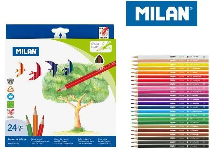 Kredki ołówkowe trójkątne. 24 kolory - tantis.pl