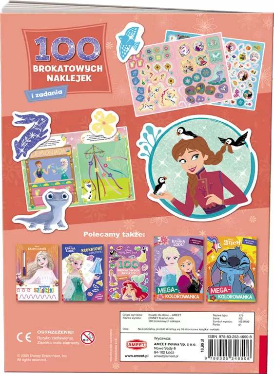 Kraina Lodu. 100 Brokatowych naklejek - tantis.pl