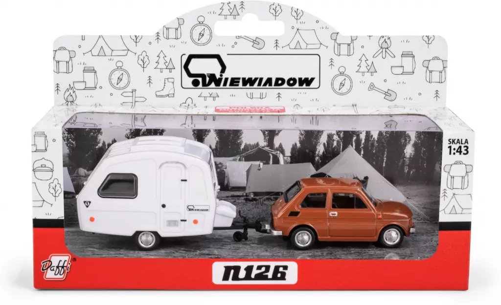 Fiat 126p + przyczepa Niewiadów Kemping brązowy - tantis.pl