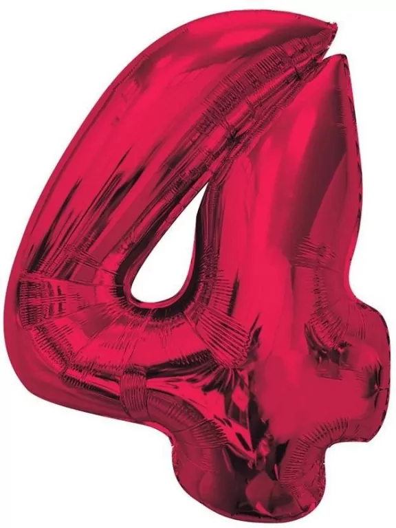 Balon foliowy cyfra 4 czerwona Smart 92cm - tantis.pl