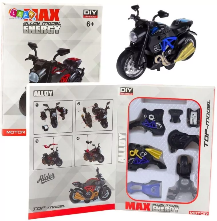 Motocykl do skręcania metalowy 1:14 niebieski - tantis.pl