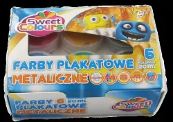 Farby plakatowe metaliczne 20ml. 6 kolorów