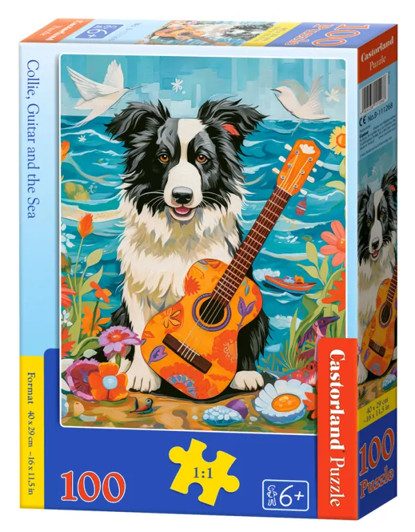 Puzzle 100. Collie, Guitar and the Sea. 111268 - tantis.pl