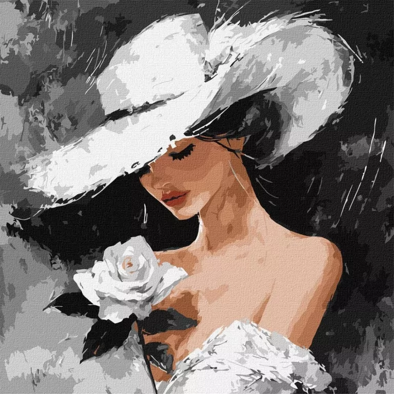 Malowanie po numerach - Biała róża 40x40cm - tantis.pl