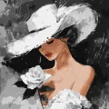 Malowanie po numerach - Biała róża 40x40cm - tantis.pl