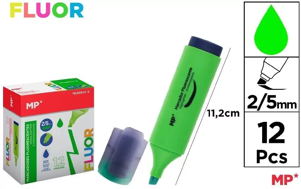 Zakreślacz fluorescencyjny 2-5mm zielony (12szt) - tantis.pl