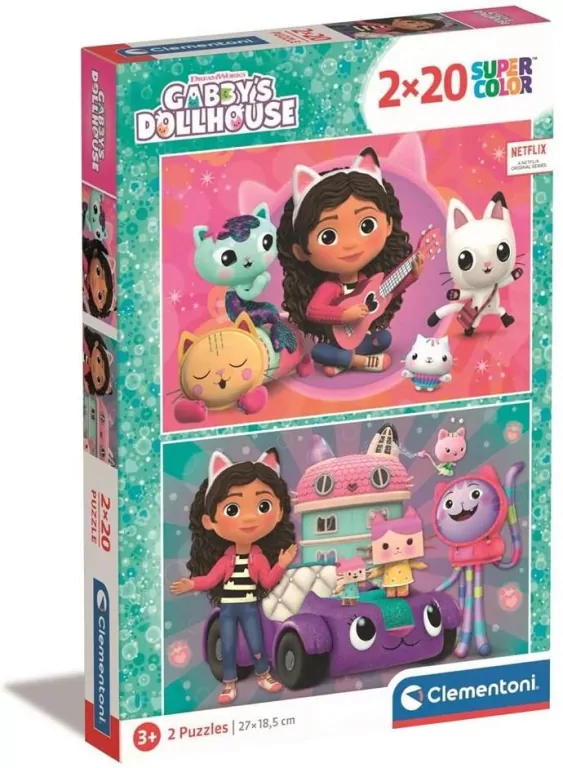 Clementoni. Puzzle 2x20. Super Kolor. Gabby's Dollhouse - tantis.pl