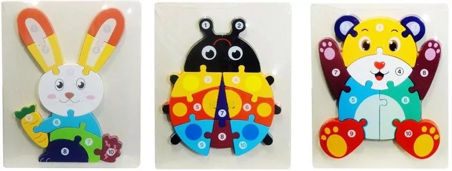 Puzzle drewniane Zwierzęta MIX - tantis.pl