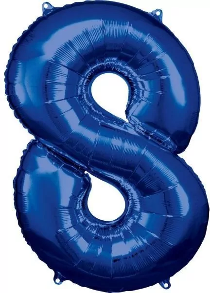 Balon foliowy cyfra 8 niebieska 57x86cm - tantis.pl