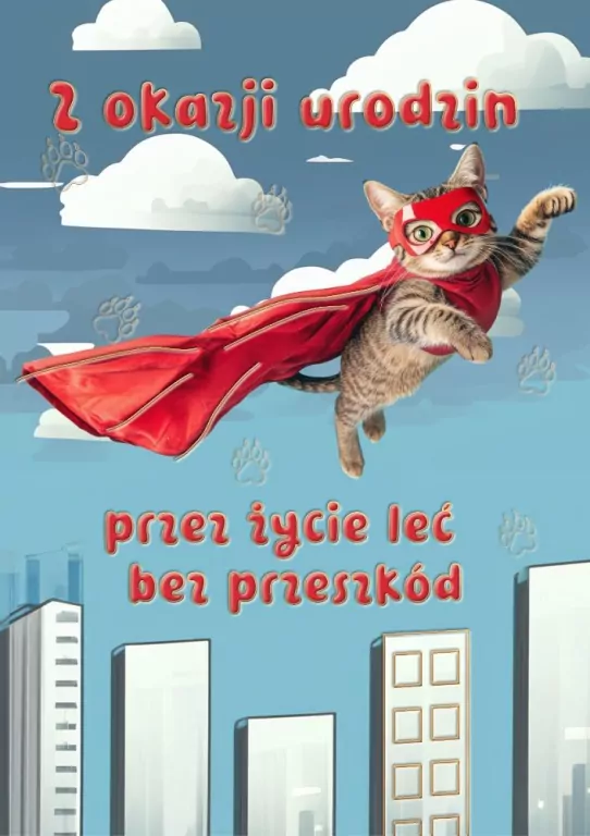 Kartka okolicznościowa W dniu urodzin kot - tantis.pl
