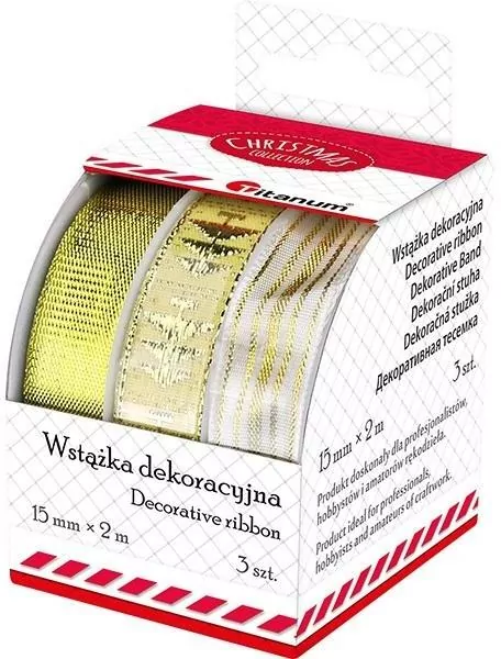 Wstążki tekstylne 15mm/2m 3 wzory - tantis.pl