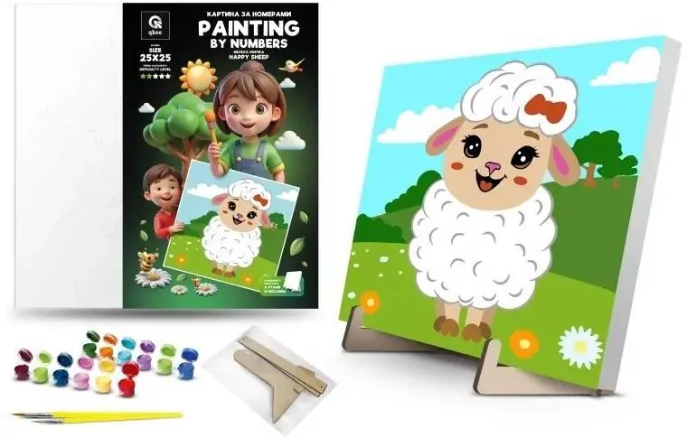 Malowanie po numerach - Wesoła oweczka 25x25cm - tantis.pl