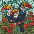 Diamentowa mozaika - Witraż. Trio tukanów 30x30cm - tantis.pl
