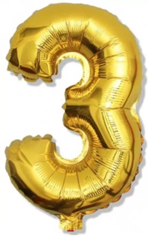 Balon foliowy. "Cyfra 3", złota, 92 cm - tantis.pl
