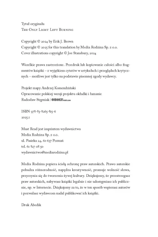 The Only Light Left Burning Dopóki płonie nadzieja - tantis.pl