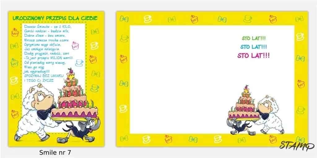 Karnet Smile B6 + koperta. Urodziny. Wzór nr 07 - tantis.pl