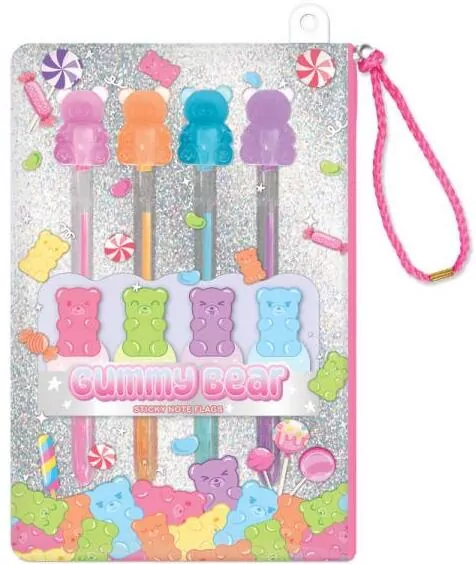 Długopisy żelowe z naklejkami w saszetce Misie żelki - tantis.pl