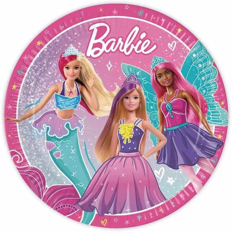 Talerzyki papierowe Barbie Fantasy 23cm - tantis.pl