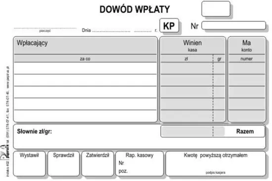 Papirus. Dowód wpłaty 2-składka A6/100 kartek