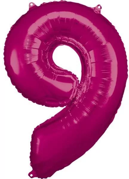 Balon foliowy cyfra 9 różowa 60x86cm - tantis.pl