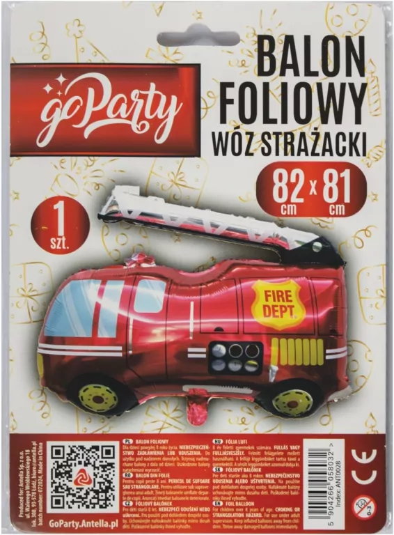Balon foliowy Wóz strażacki 82x81cm - tantis.pl