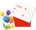 Zaproszenia z kopertą Sparkling Balloons 6 szt - tantis.pl