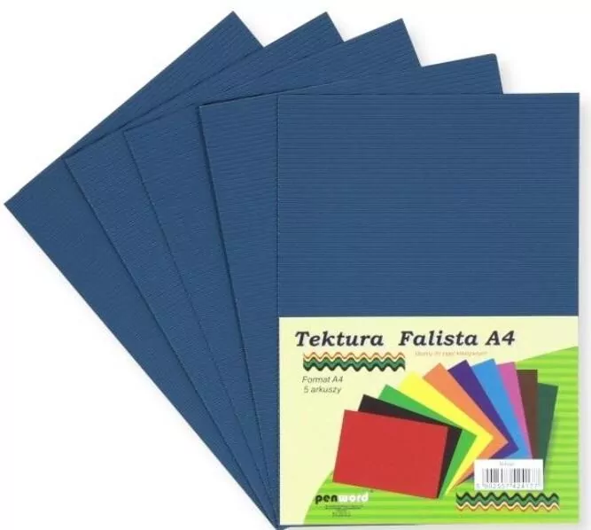 Tektura A4 falista indygo, 5 sztuk - tantis.pl