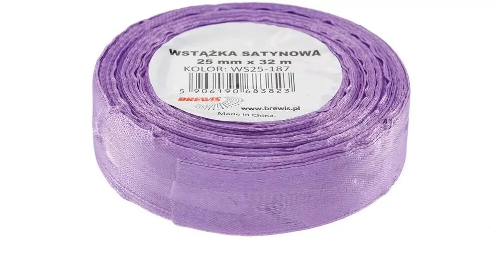 Wstążka satynowa 25mmx32m. Jasna fioletowa - tantis.pl