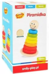 Piramidka. Drewniane krążki. Zabawka. Smily Play