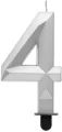 Świeczka 7,6cm. Cyfra 4. Diament metalik srebrny - tantis.pl