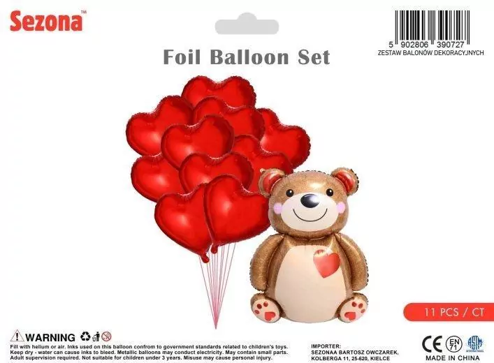 Balon Miś z sercami - tantis.pl