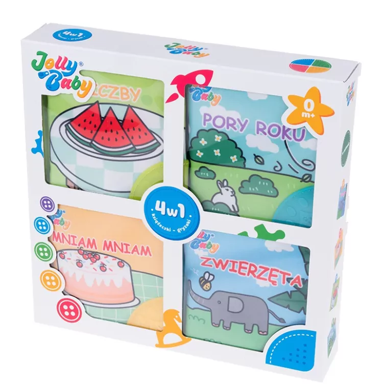 Książeczki gryzaki 4w1. Jolly Baby - tantis.pl