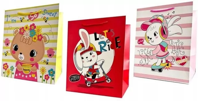 Torebka ozdobna prezentowa 26x32x25cm szerokie dno, mix 1 sztuka - tantis.pl