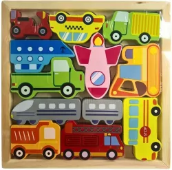 Puzzle drewniane pojazdy