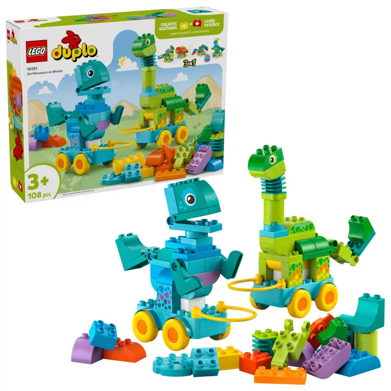 LEGO® Duplo. 3 w 1 Dinozaury na kółkach 10451 - tantis.pl