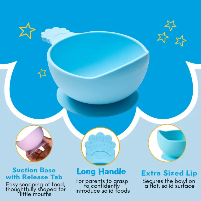 Nana's Manners Miska silikonowa z przyssawką i uchwytem zielona - tantis.pl