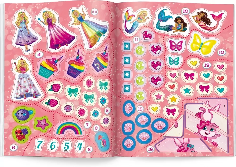 100 Brokatowych naklejek. Barbie dreamtopia - tantis.pl