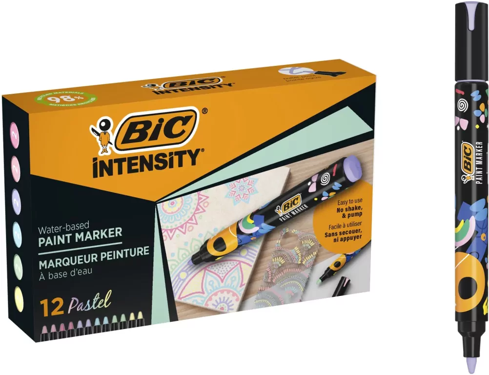 Markery akrylowe Intensity Pastel 12kol BIC - tantis.pl