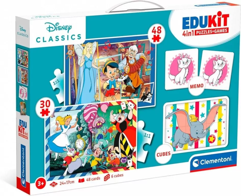 Puzzle 48 + 36 + Memo + 6 klocków Edukit Disney - tantis.pl