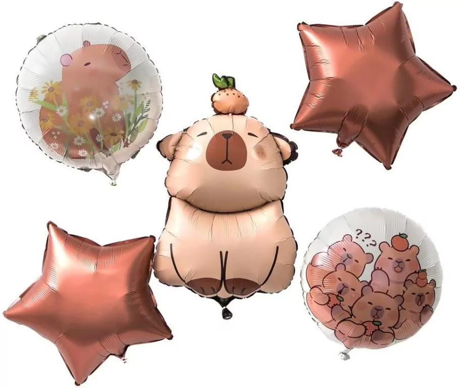 Balony foliowe matowe kapibara - gwiazdka 5szt - tantis.pl