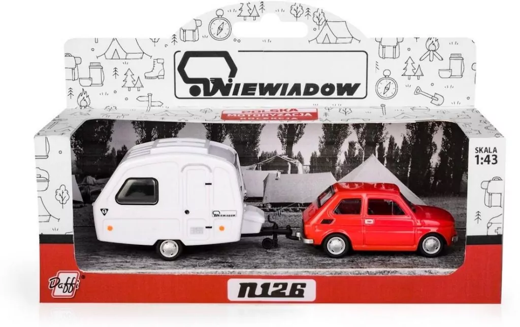 Fiat 126p + przyczepa Niewiadów Kemping czerwony - tantis.pl
