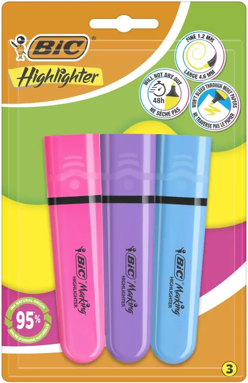 Zakreślacz Flat Neon mix 3szt BIC - tantis.pl