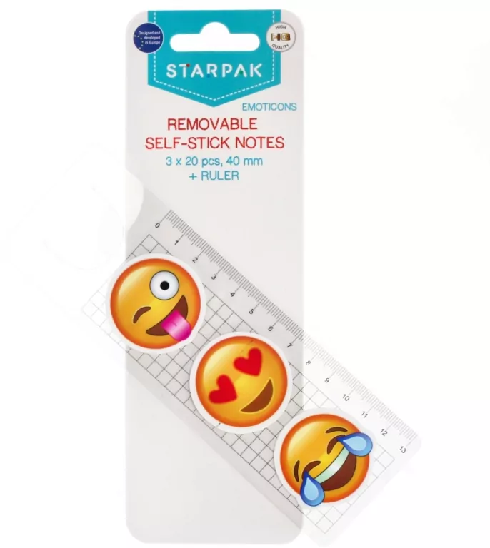 Zakładka indeksująca 40mm 3x20K + linijka Emotki - tantis.pl