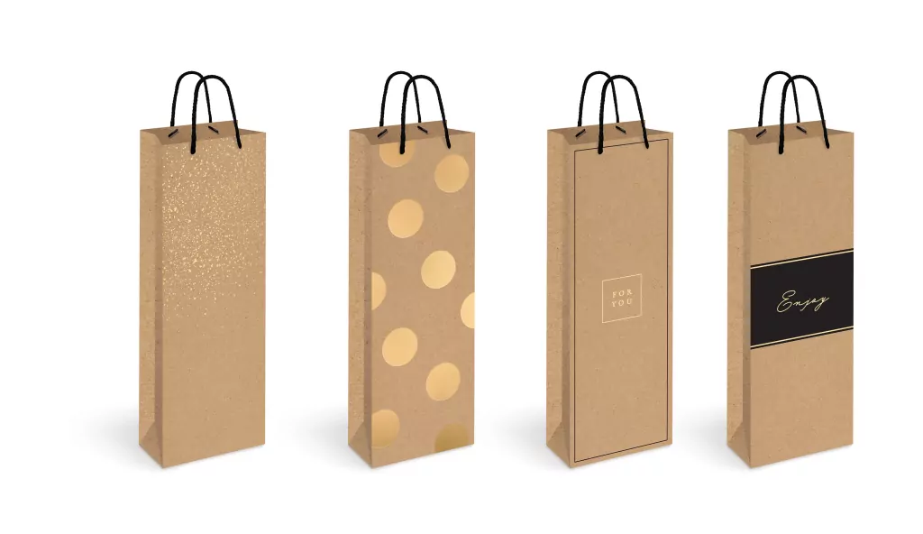 Torebka na butelkę 13x36x8 Kraft mix - tantis.pl