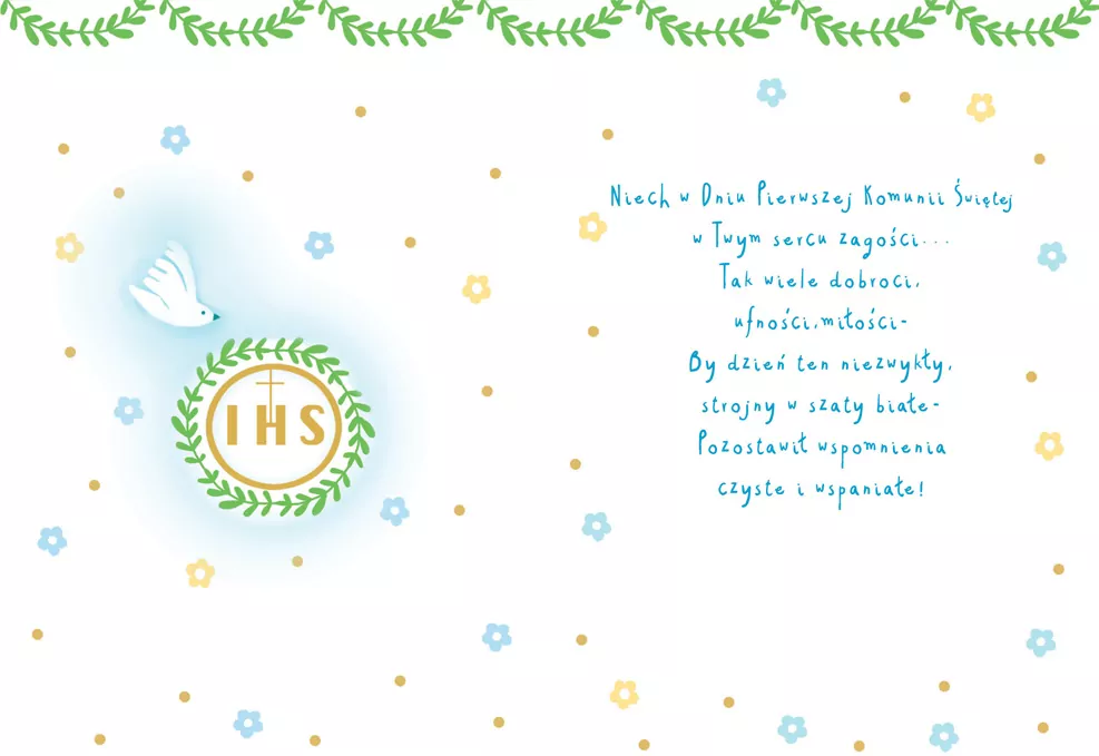 Karnet A5 Komunia. Gołąb niebieski - tantis.pl