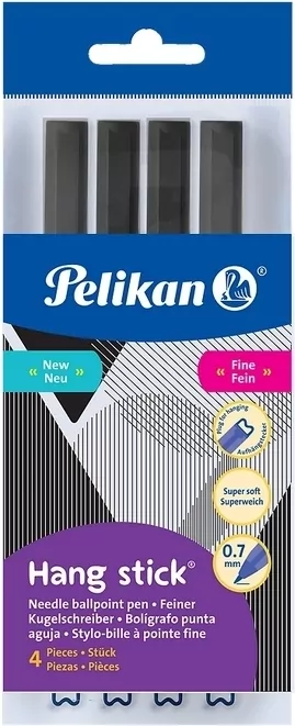 Długopis Hang Stick 0,7mm czarny 4szt PELIKAN - tantis.pl