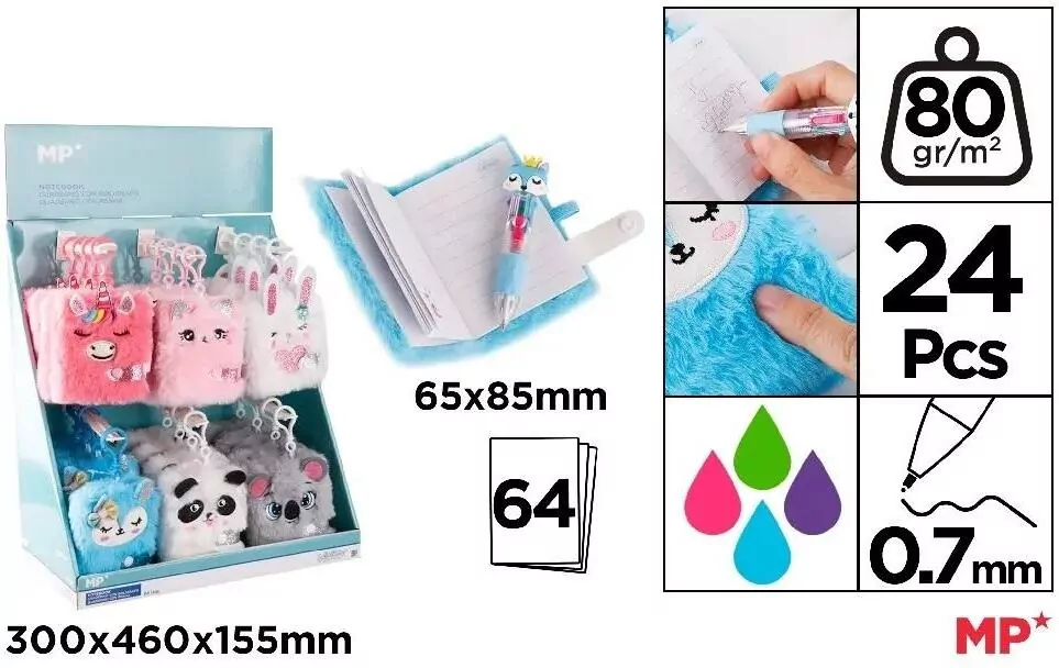 Pluszowy notes z długopisem Mini 4w1 - tantis.pl