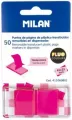 Indeksy transparentne Milan FLUO róż 45 x 25 mm, 50 szt. - tantis.pl